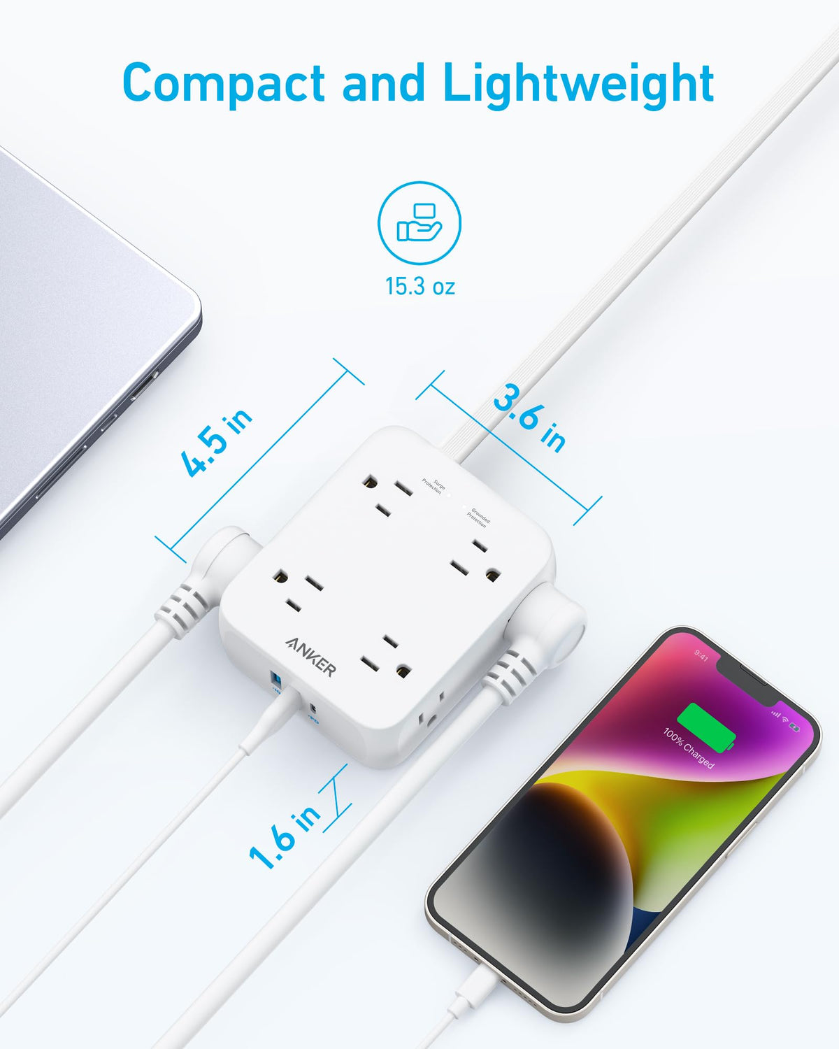 Anker 341 USB Power Strip with multiple charging ports, compact design, and sleek black finish for convenient device charging.