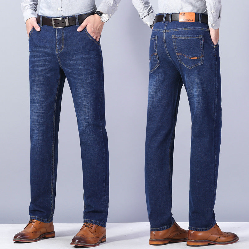 2024 Men's Loose Fit Stretch Denim Pants for Business