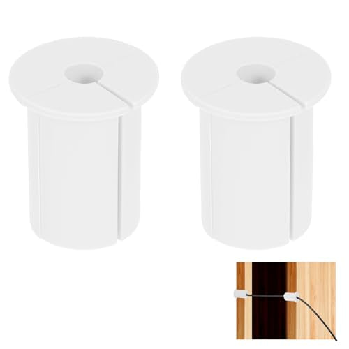 White Thinp 2-Piece Cable Routing Kit with silicone grommet for Starlink cables passing through 1-inch wall holes and furniture.