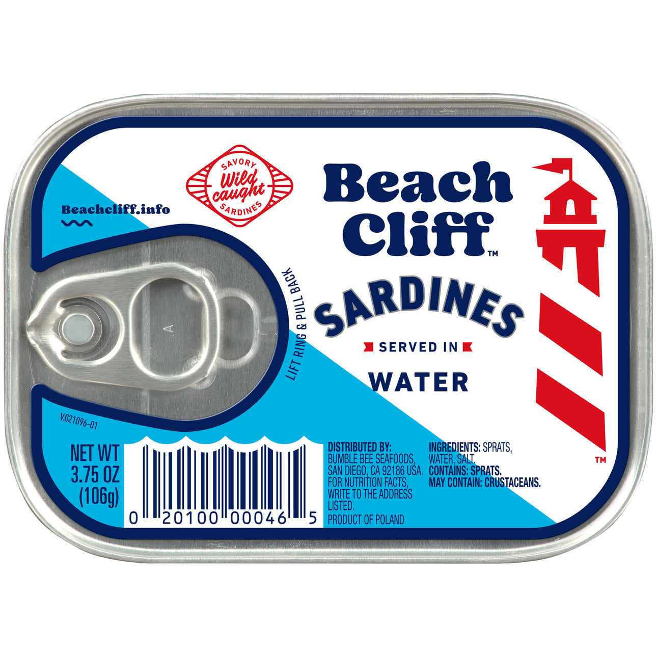Beach Cliff Sardines In Water, 3.75 Oz Can