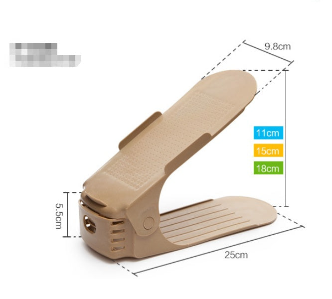 Adjustable double stand shoe support lock storage rack for closet or cabinet organization