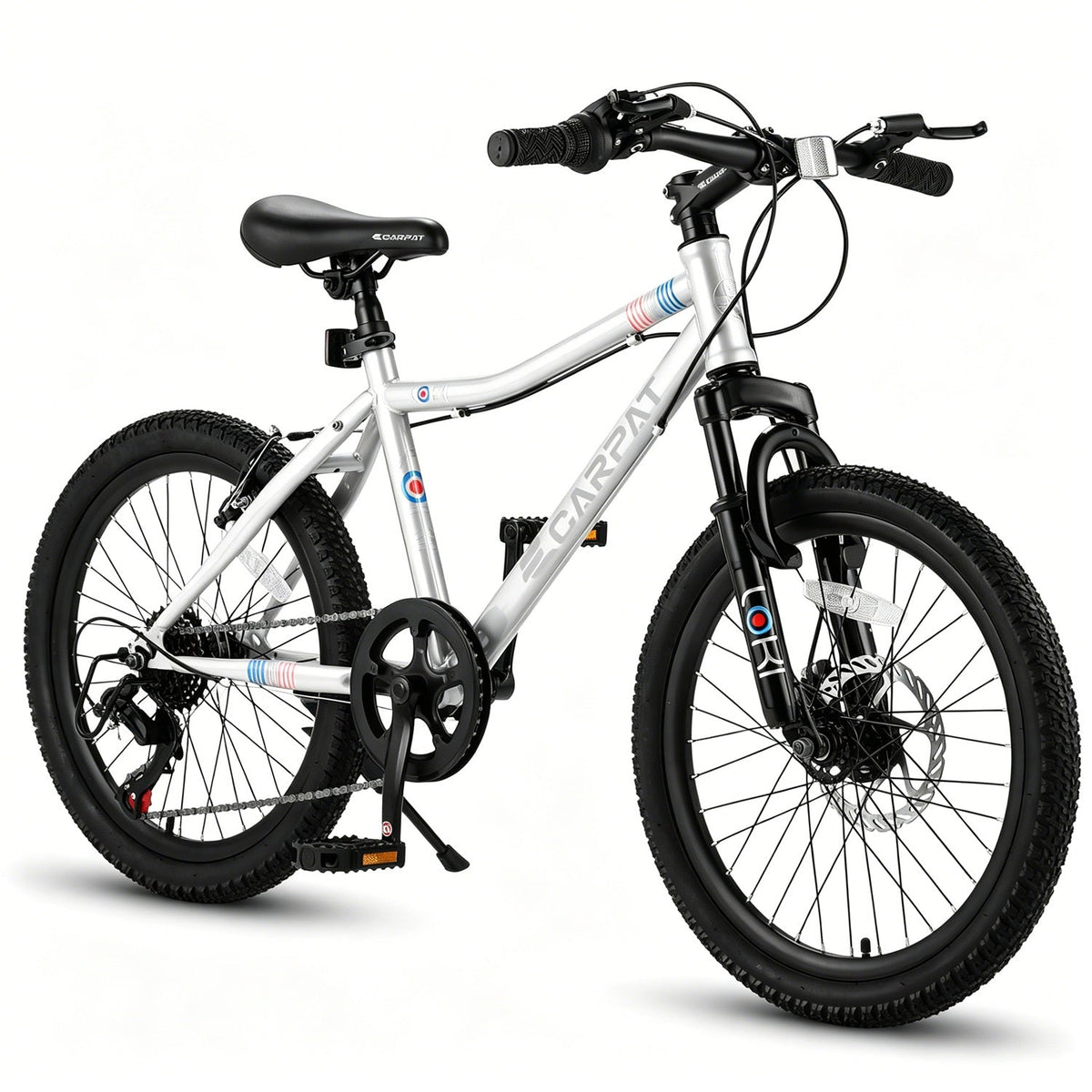 20-inch GBruno Store kids mountain bike with 7-speed gears and front suspension, suitable for young riders on rugged trails