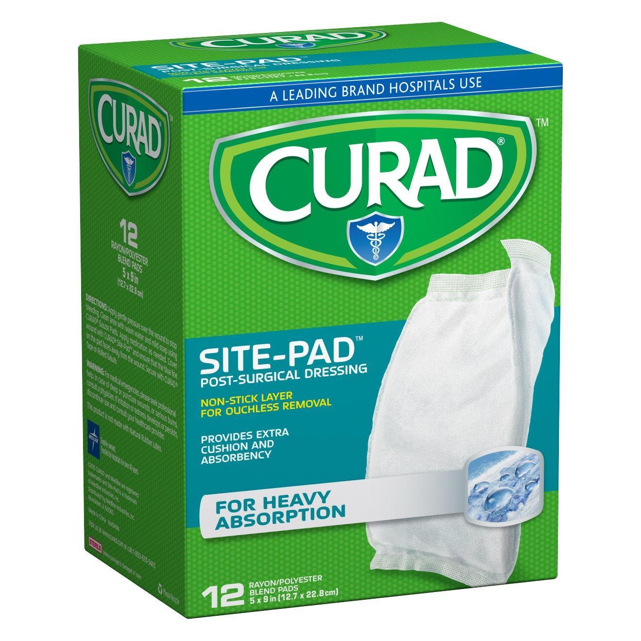Curad® Sitepad™ Super Absorbent Pad, 5" x 9", 12 EA