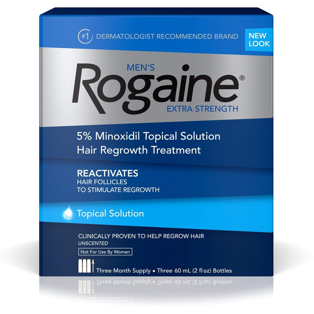 Rogaine Men Extra Strength Unscented Hair Regrowth Treatment Bottle 3Ea