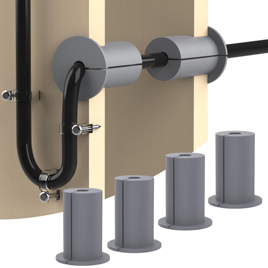 Set of four Starlink cable wall grommets from backupmyfilesnow.com, designed to protect and organize cables through walls.
