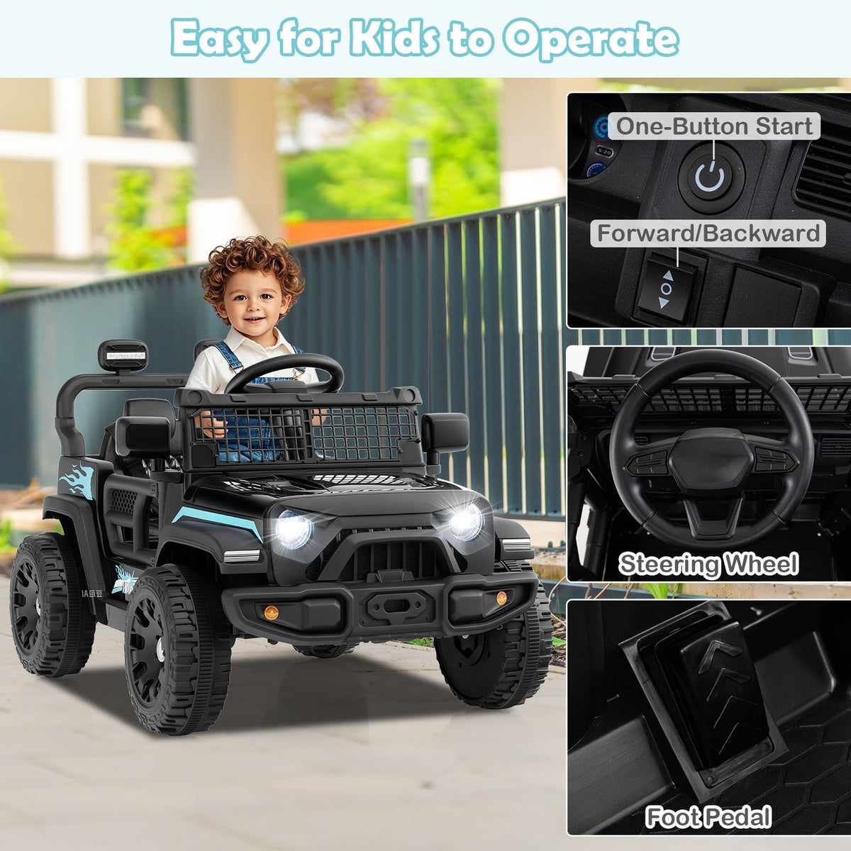 12V kids ride-on truck from GBruno Store with battery-powered electric vehicle and realistic truck design for children.