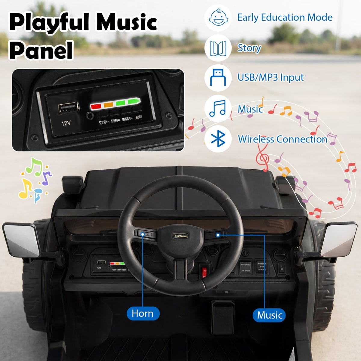 12V electric ride-on truck by GBruno Store with dump bed and remote control, suitable for children, shown in outdoor setting.