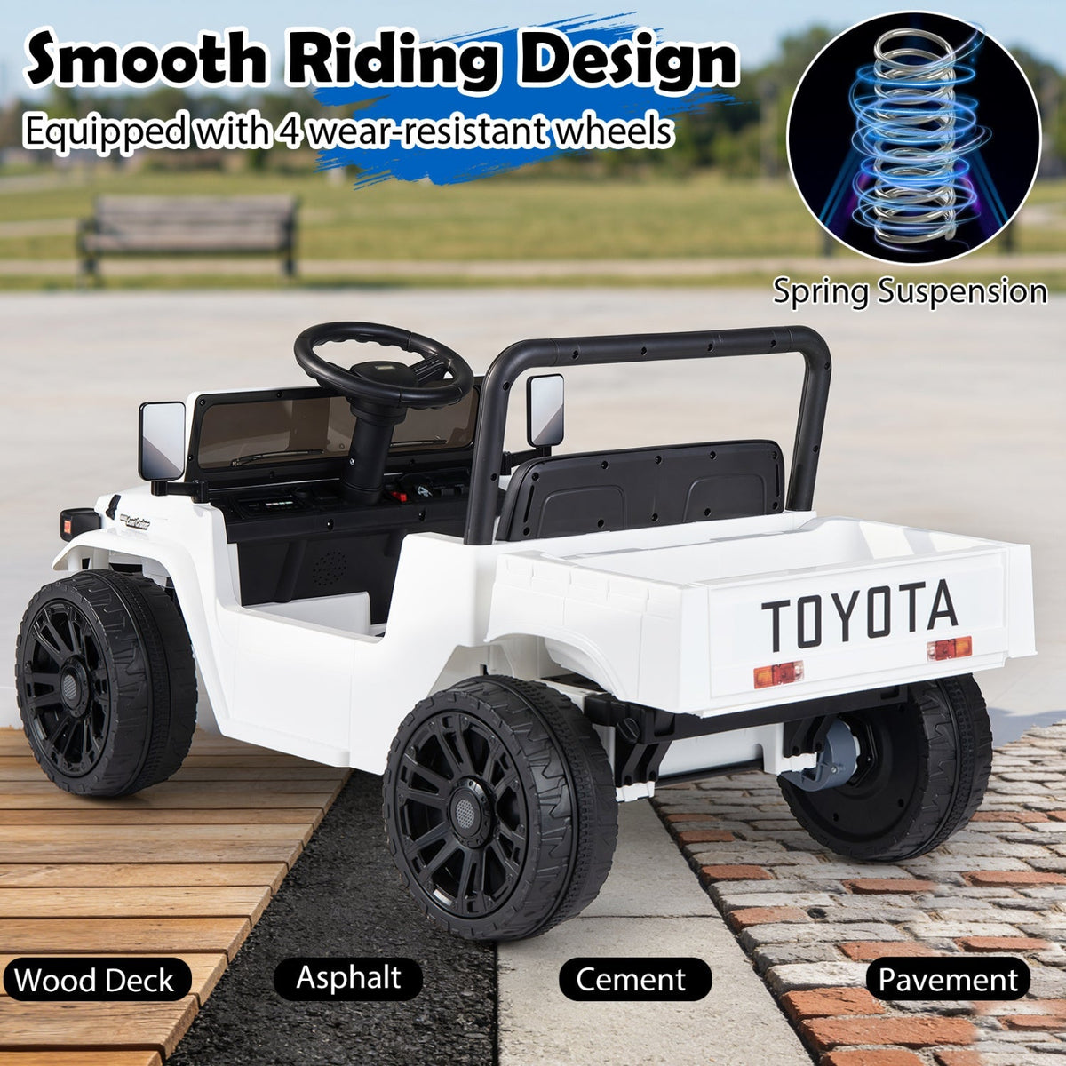 12V electric ride-on truck with dump bed and remote control, designed for kids, in vibrant colors, featuring realistic truck details.