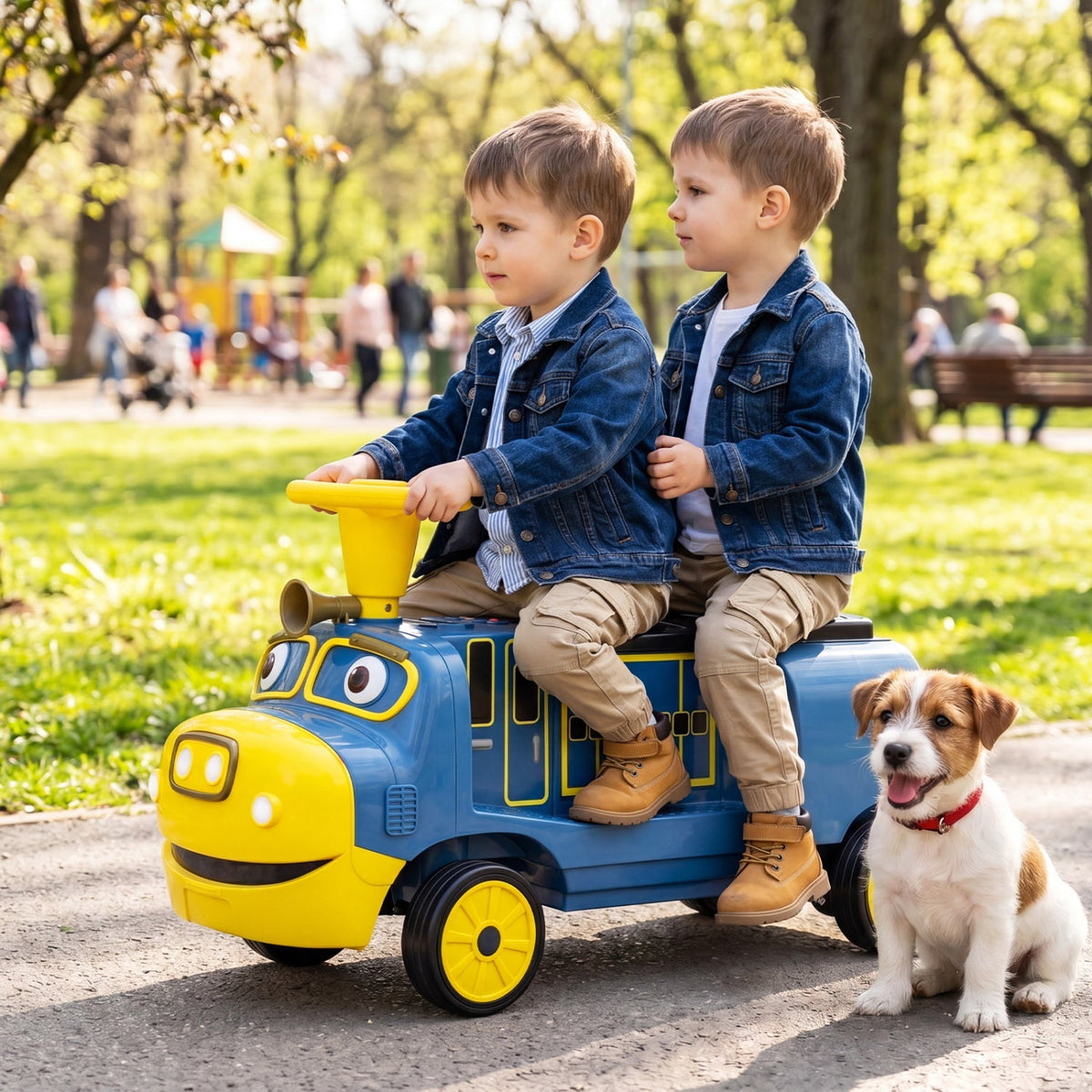 12V kids ride-on train with three-seater and detachable carriage, toy vehicle suitable for children, by GBruno Store