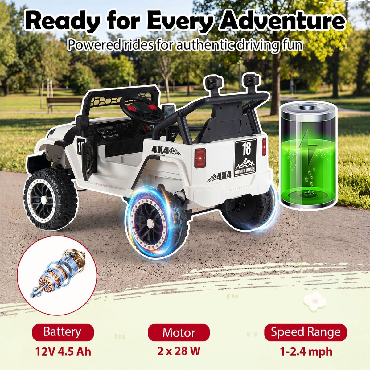 12V kids ride-on truck with remote control and three-speed settings, featuring durable design and realistic truck appearance.