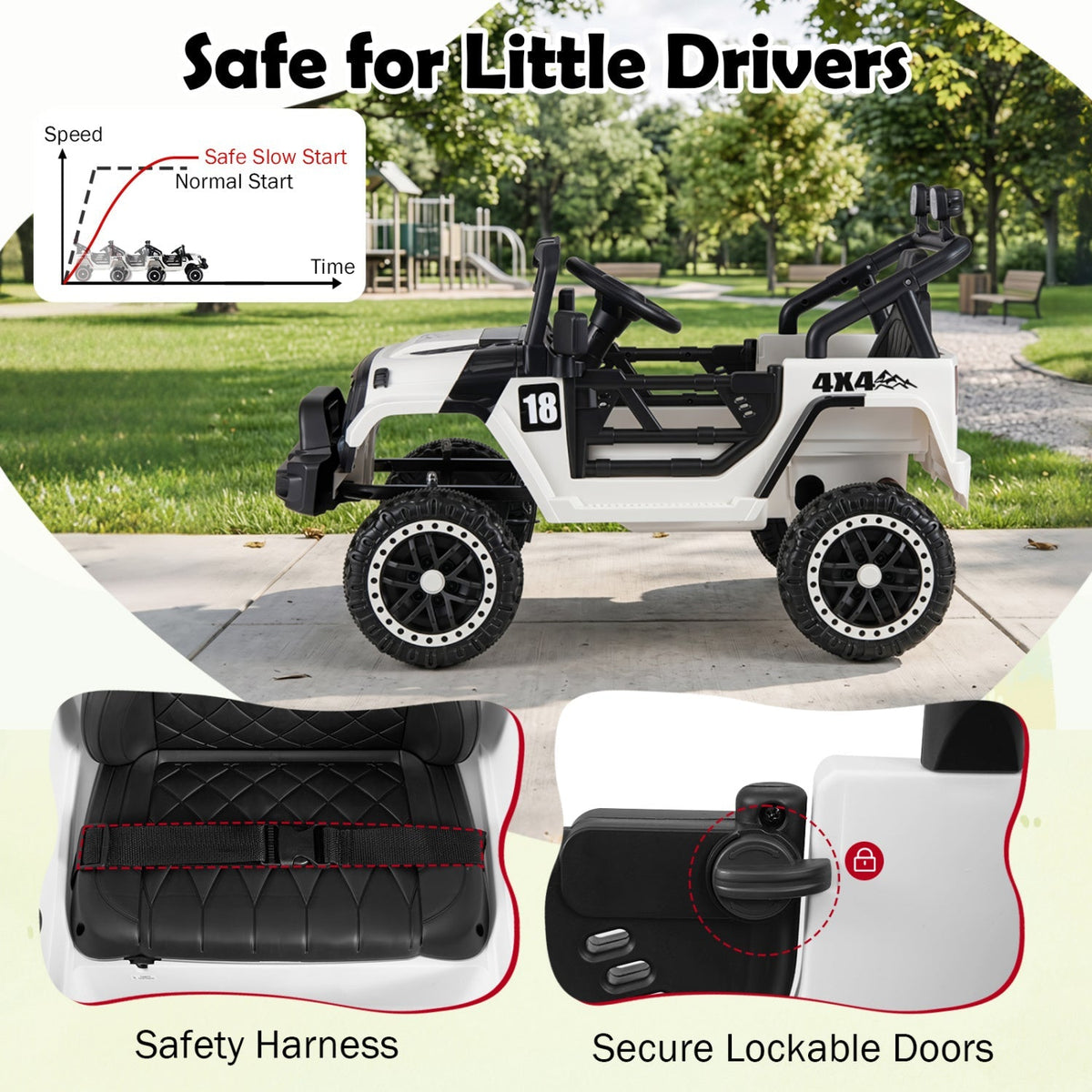 12V kids ride-on truck from GBruno Store with remote control and three-speed settings, featuring a sturdy design and realistic style.