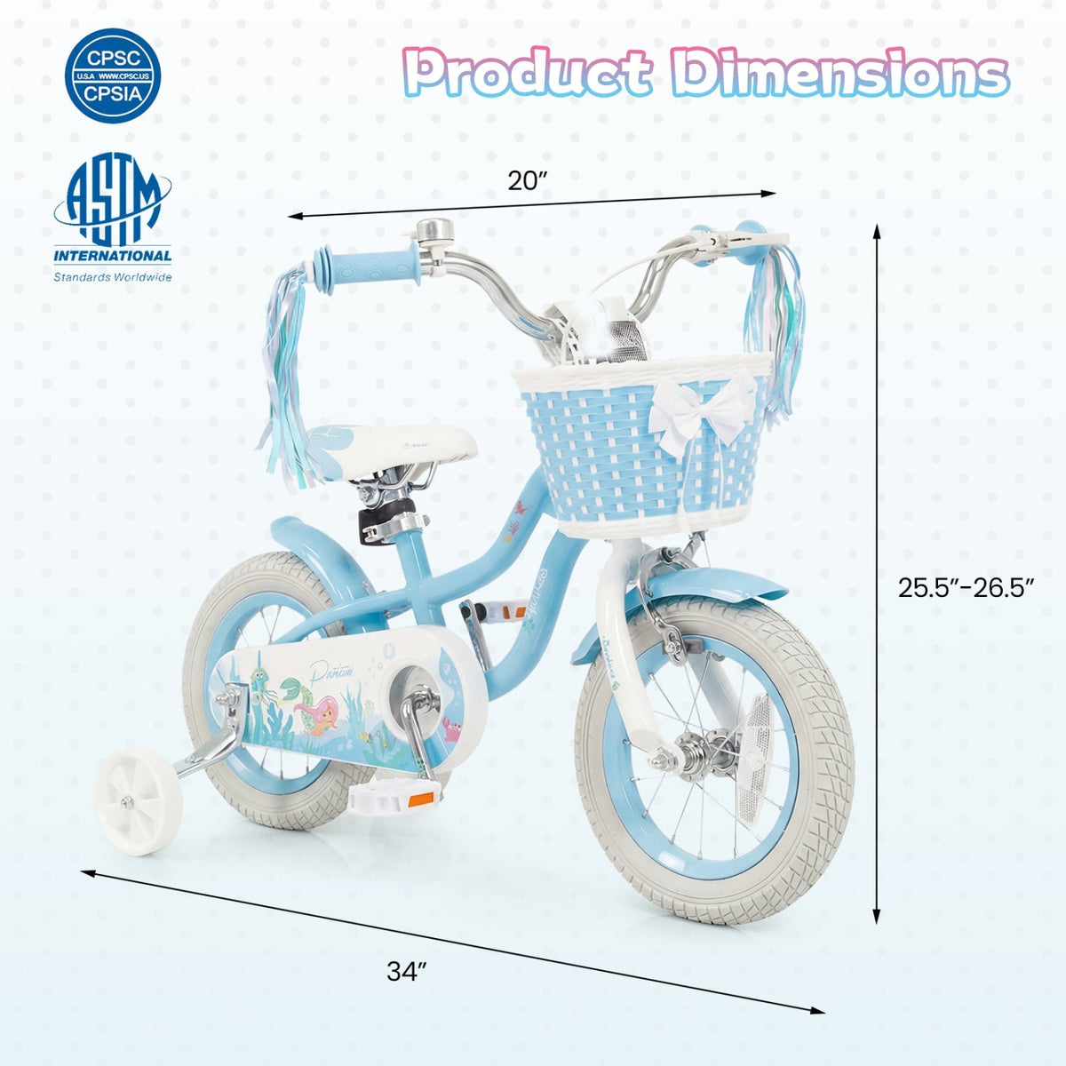 Kids bike by GBruno Store with 12-20 inch wheels, training wheels, and a front basket for young riders.