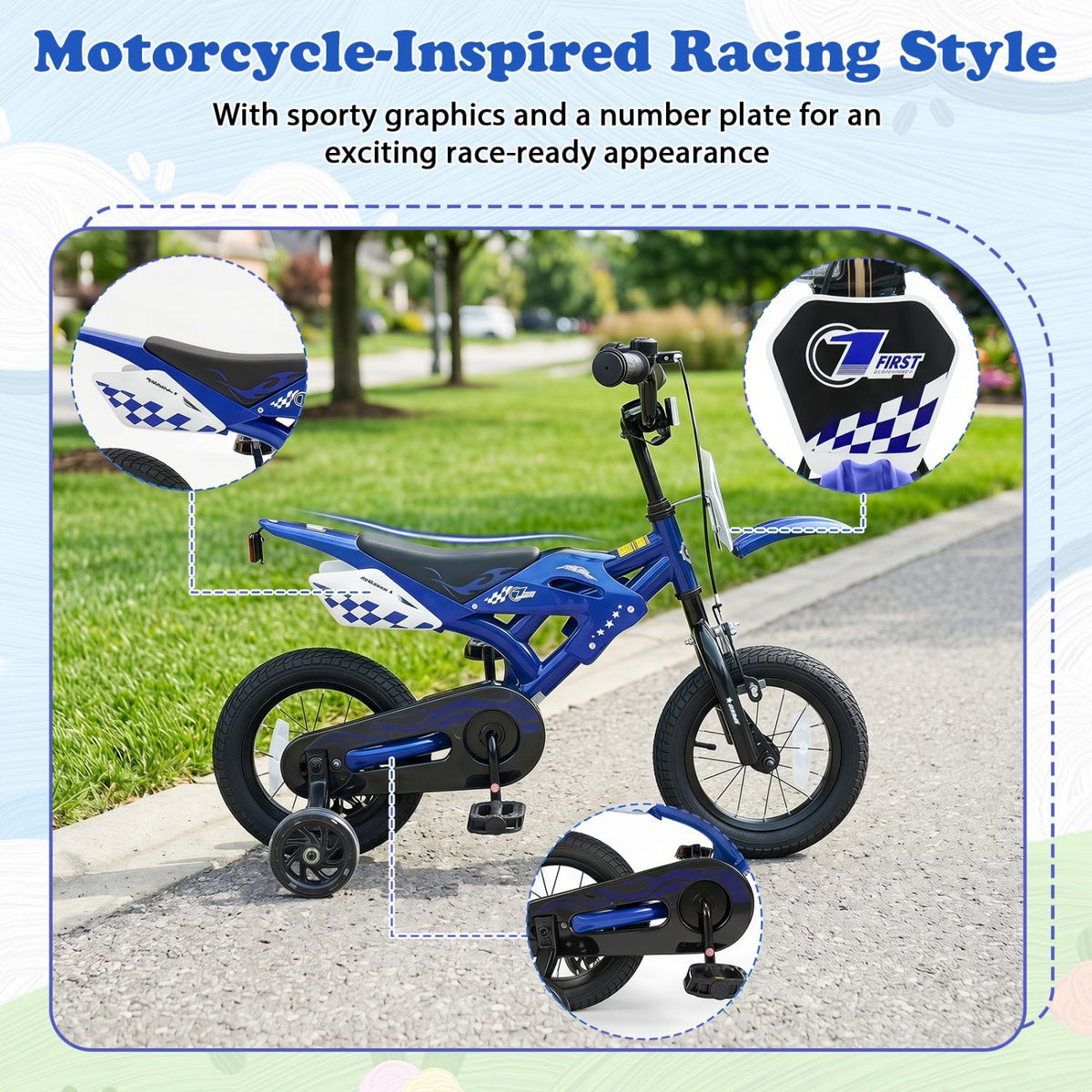 12-inch kids bike with training wheels for ages 3-4, featuring a colorful frame and sturdy design by GBruno Store.