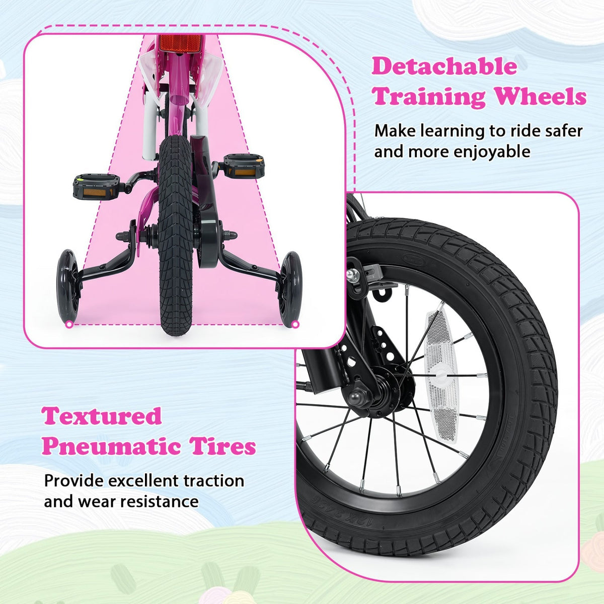 12-inch GBruno kids bike with training wheels, suitable for ages 3-4, featuring a colorful frame and safety training wheels