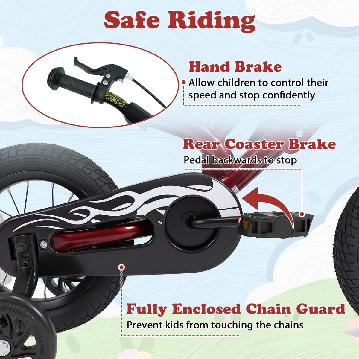 12-inch kids bike with training wheels from GBruno Store, suitable for children ages 3 to 4, featuring colorful design and training wheels