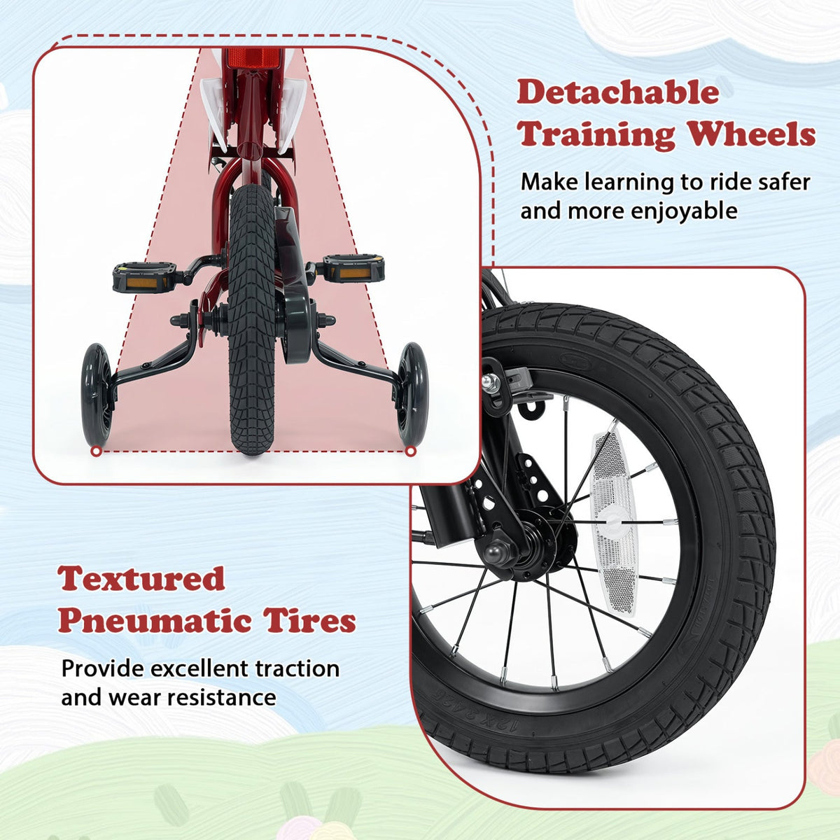12-inch kids bike with training wheels for ages 3-4, featuring a colorful frame and safety handlebar grips, by GBruno Store