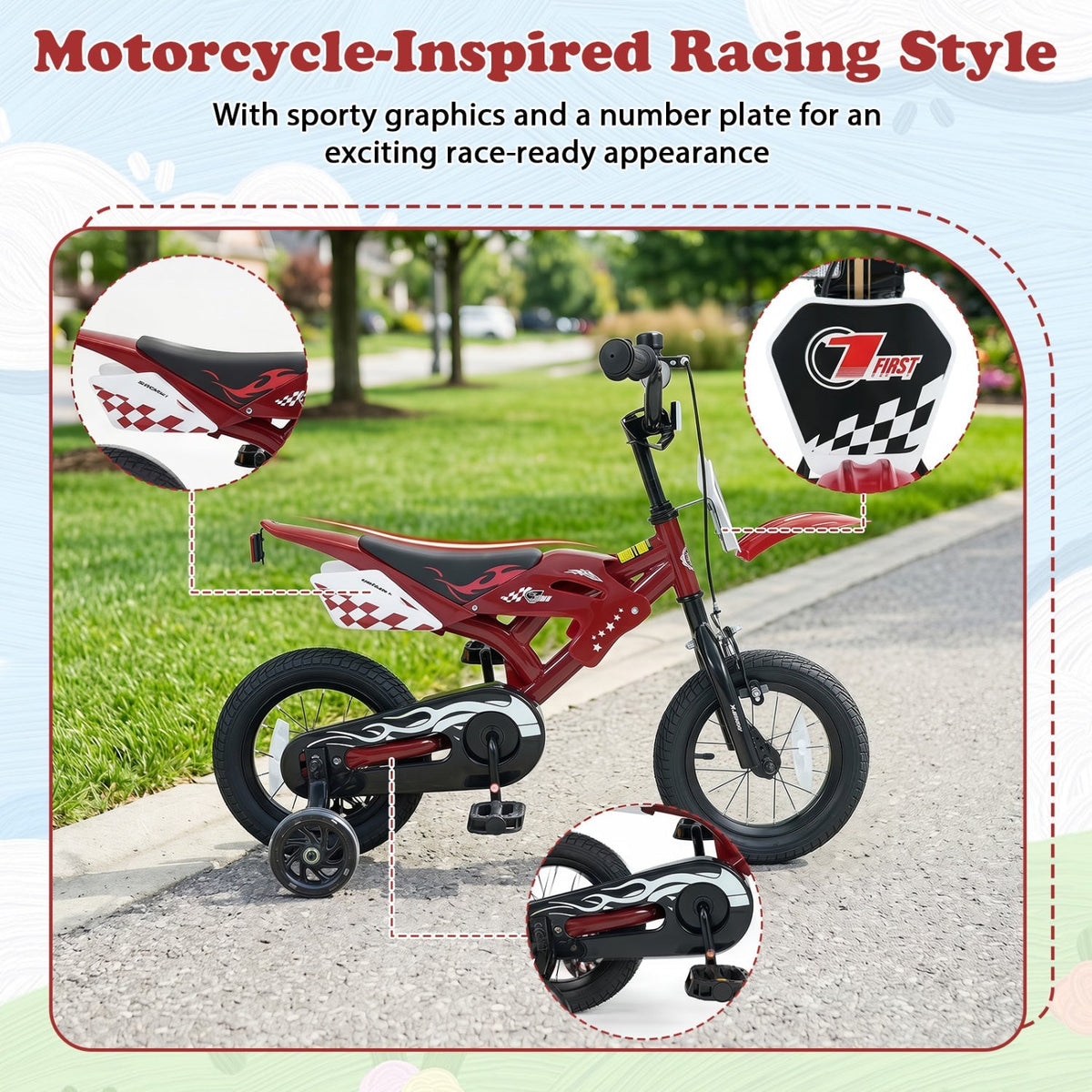12-inch kids bike with training wheels from GBruno Store, suitable for children ages 3 to 4, featuring colorful design and durable frame.