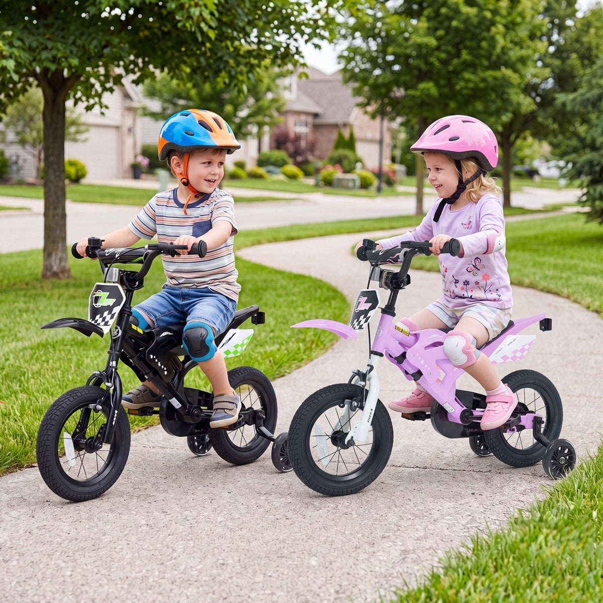 12-inch kids bike with training wheels from GBruno Store, featuring a colorful frame for ages 3 to 4.