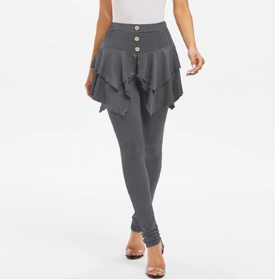 Tiered ruffle skirted leggings with layered skirt detail in soft stretch fabric