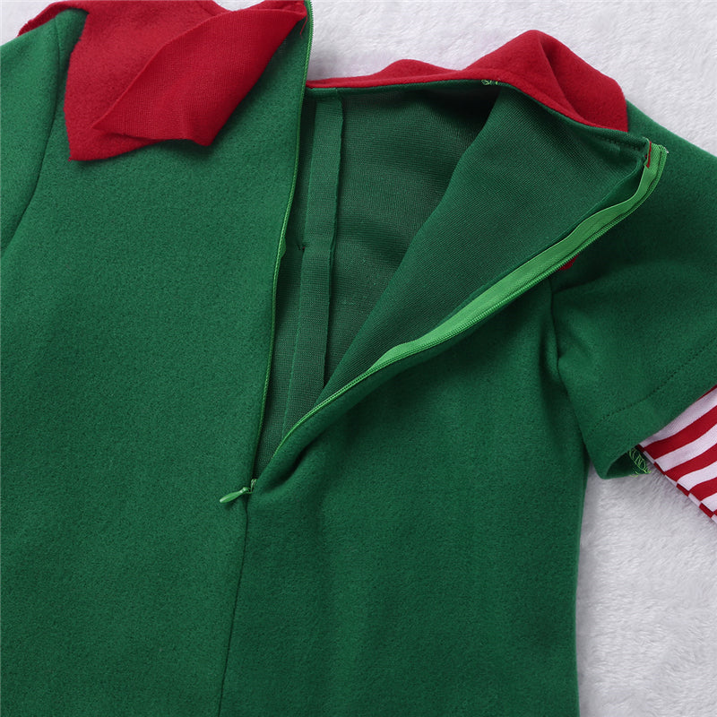 Christmas costume featuring festive holiday design, front view