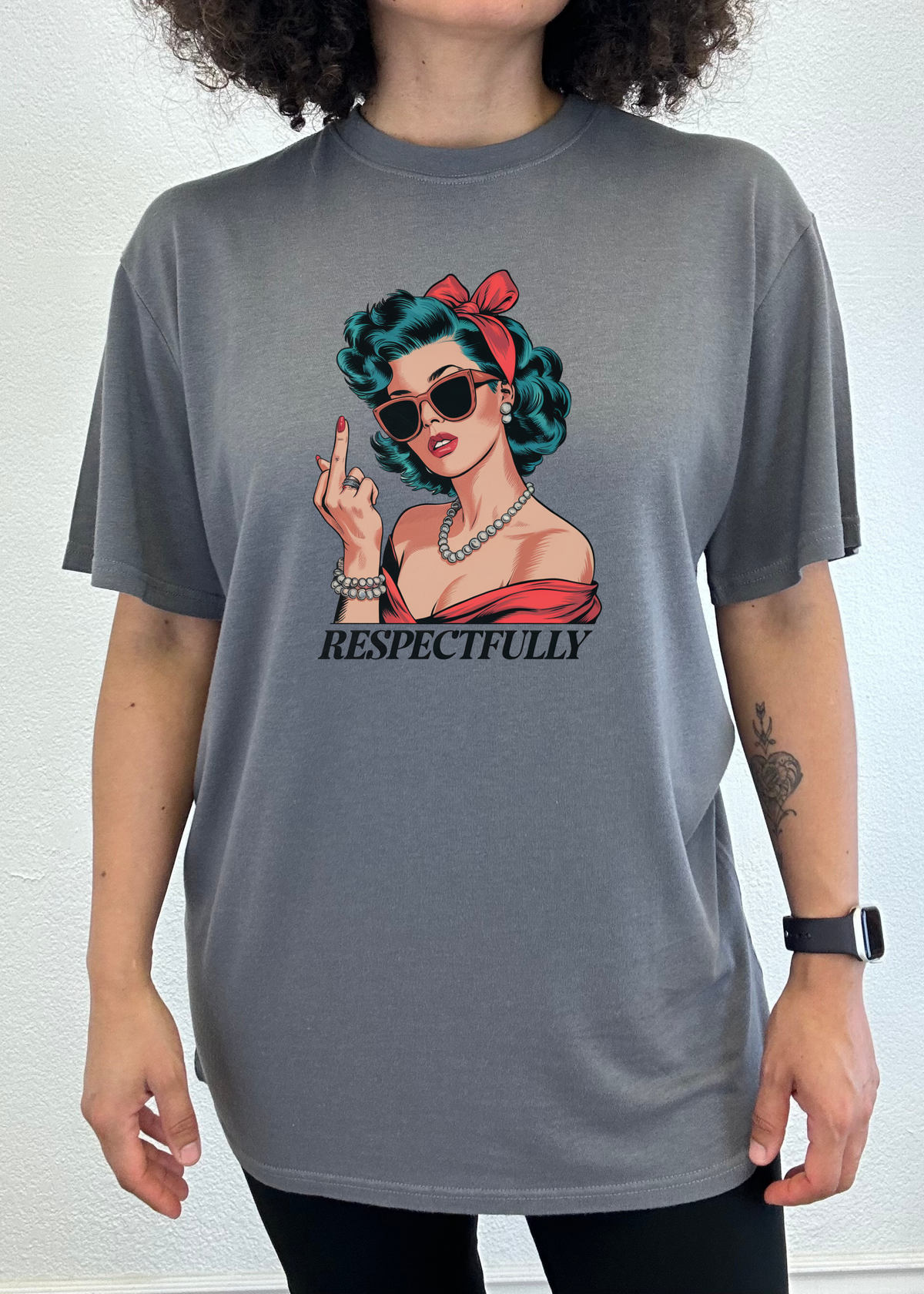 Unisex bamboo cotton graphic T-shirt with a bold middle finger print, by Spun Bamboo, featuring a casual men's printed t-shirt design.