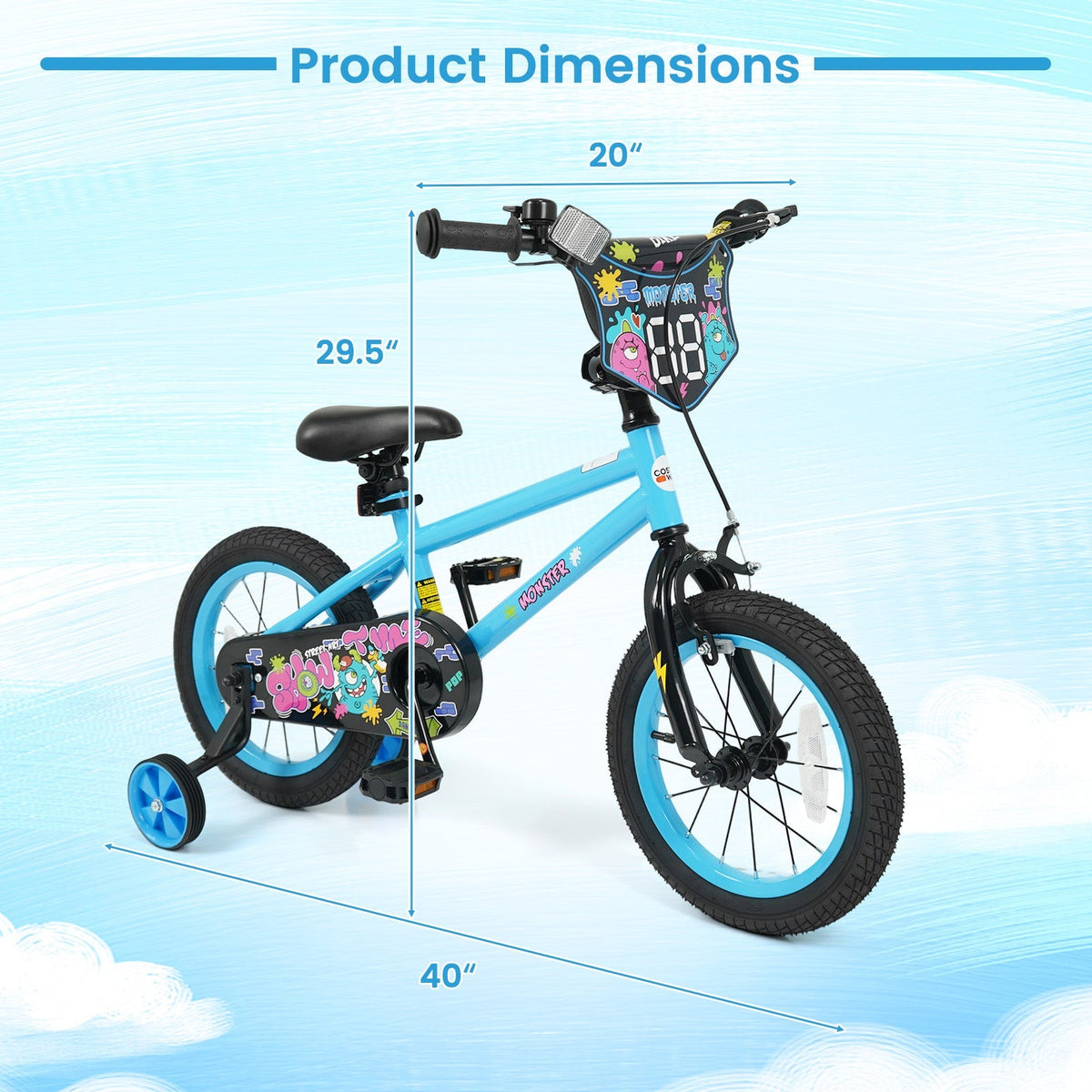 GBruno Store 16-inch kids bike with training wheels for ages 4-7, featuring colorful frame and sturdy design for young riders.
