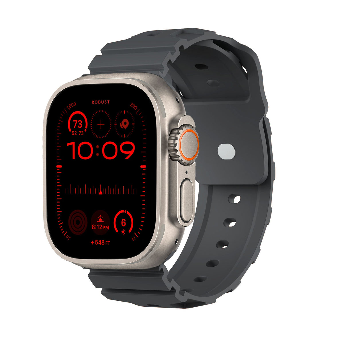 Robust sport band in vibrant color, flexible silicone material, designed for fitness tracking and active wear.