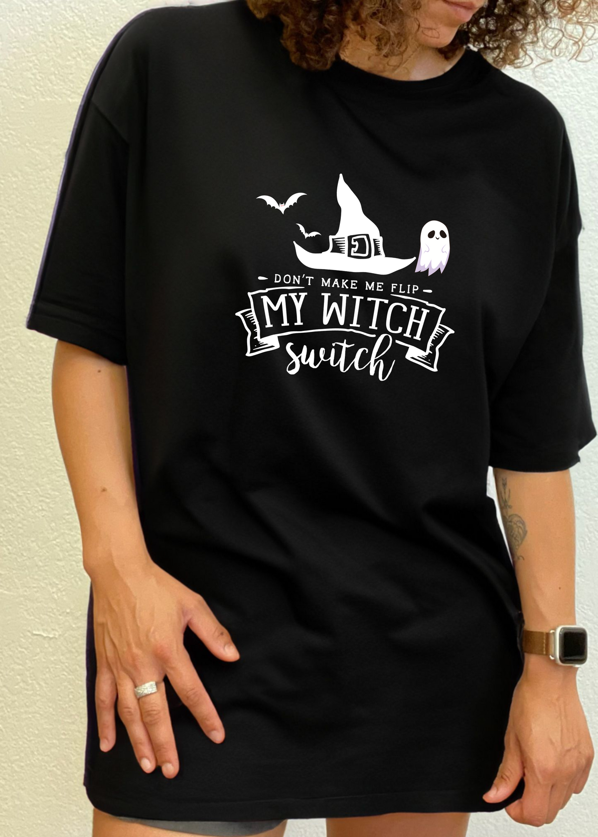 Unisex bamboo viscose organic cotton short sleeve graphic t-shirt with witch design, from Spun Bamboo mens printed collection.
