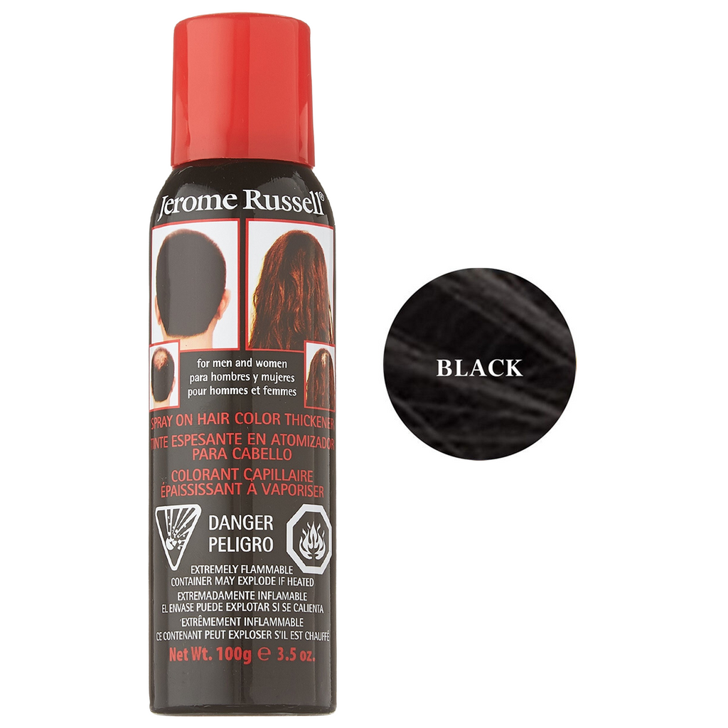 Jerome Russell Spray On Hair Color Thickener, Black, 3.5 Oz