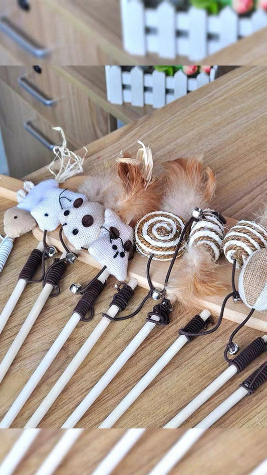 Colorful Woof & Meow pet toys set with squeaky and plush toys for dogs and cats, ideal for play and entertainment.