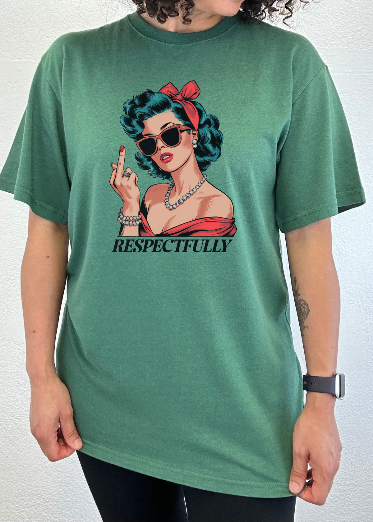 Unisex bamboo cotton graphic T-shirt with a middle finger print, by Spun Bamboo, styled as a men's printed graphic tee.