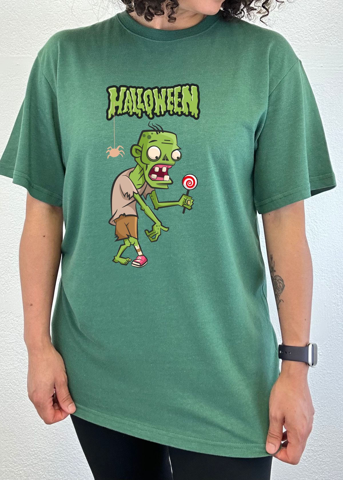 Men's Halloween Green Monster T-shirt by Spun Bamboo, unisex short sleeve graphic tee made from bamboo viscose and organic cotton.