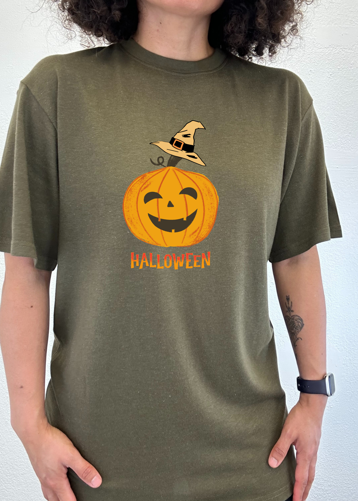 Spun Bamboo men's Halloween pumpkin graphic T-shirt made of bamboo viscose and organic cotton, short sleeve, unisex design.