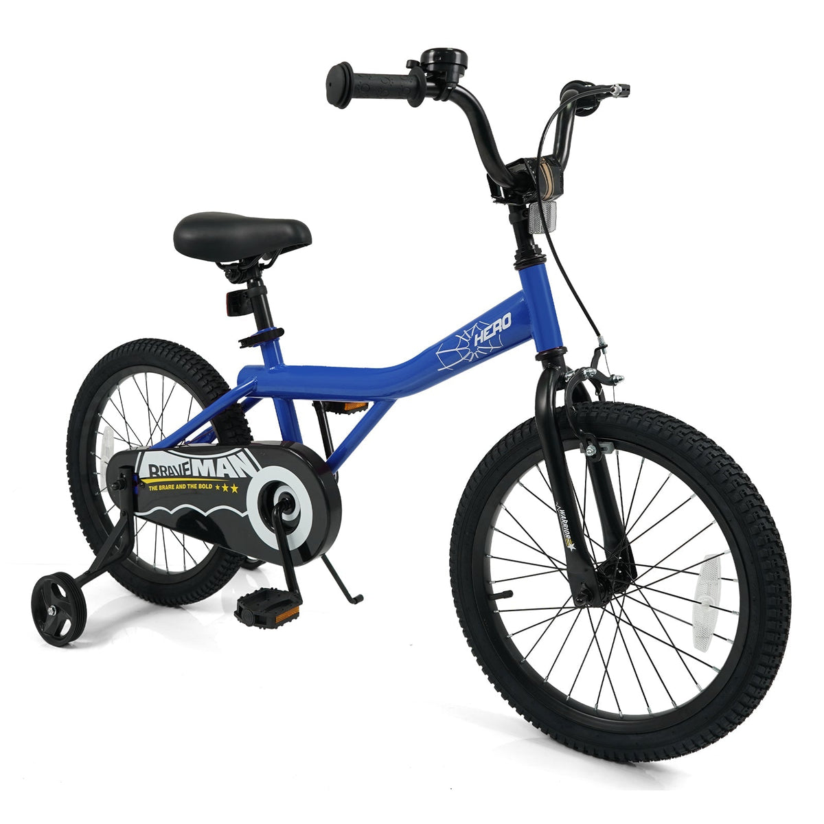 Kids bike with 14-inch navy frame and removable training wheels, designed for young children by GBruno Store.