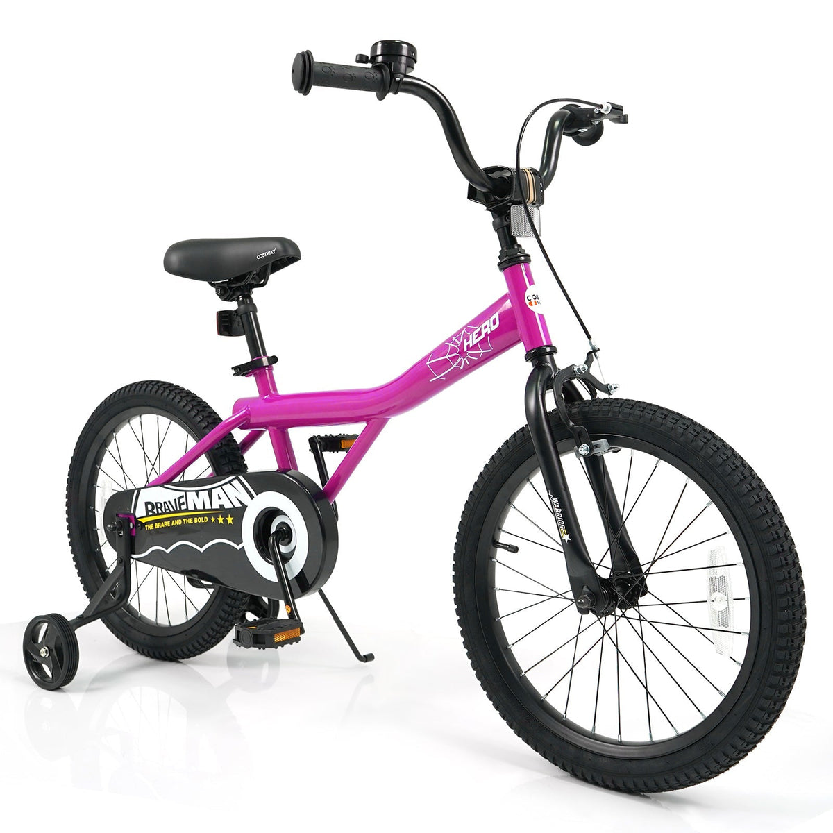 Pink 14-inch kids bike with removable training wheels from GBruno Store, featuring a sturdy frame and colorful design for young riders.