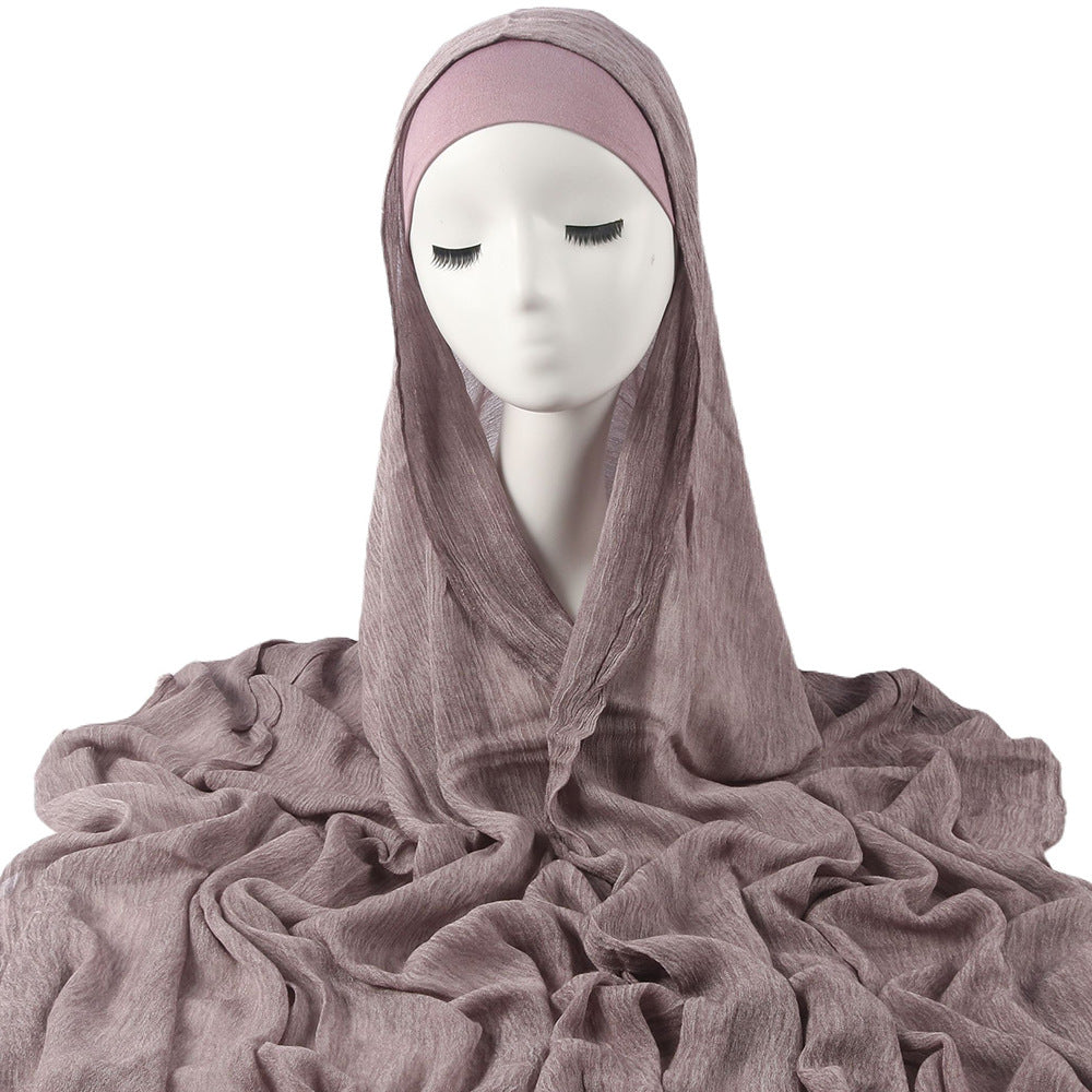 Solid-color pleated faux hijab for women by My Store
