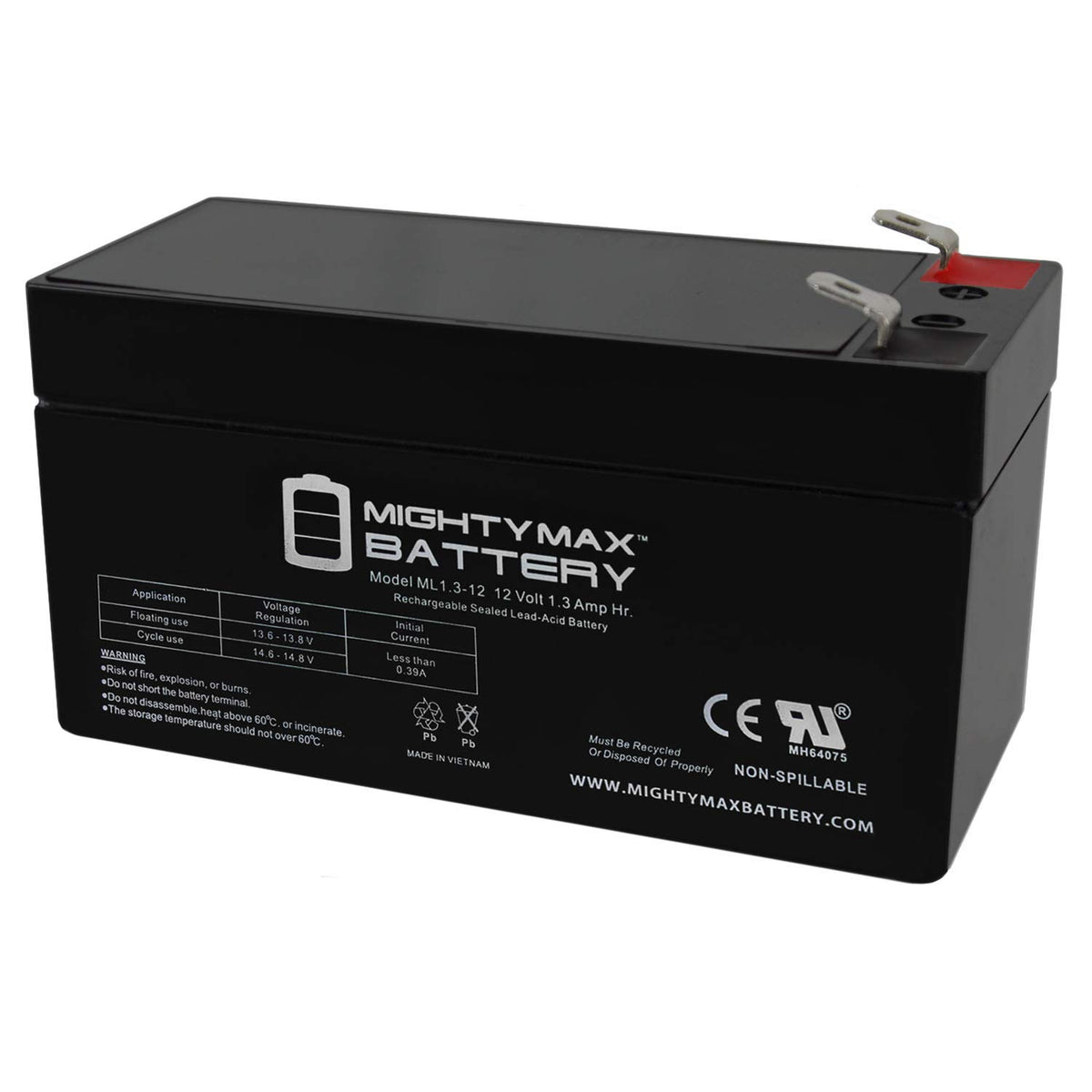 Mighty Max 12V 1.3Ah SLA Battery for Pet Door Backup