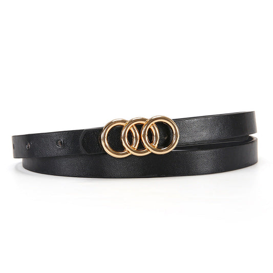 Women's Belt White Three-circle Simple All-matching Jeans