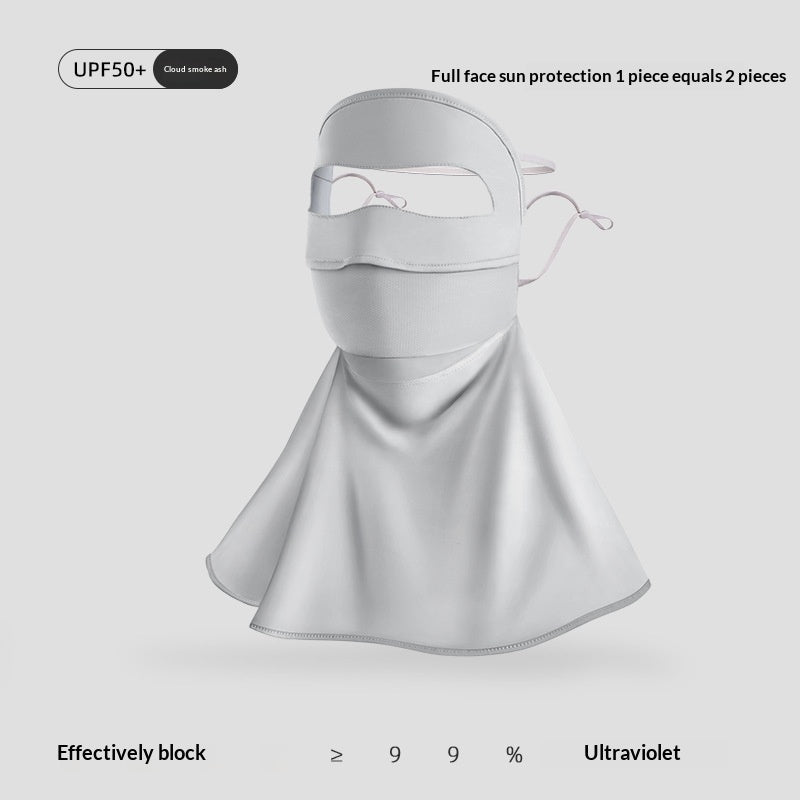 Summer cycling full-face sun-protective mask and hat combo with neck and face coverage
