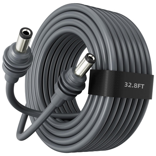 Starlink Mini extension power cable by BACKUPMYFILESNOW.COM, waterproof outdoor DC male to male, 32.8ft (10m) length.
