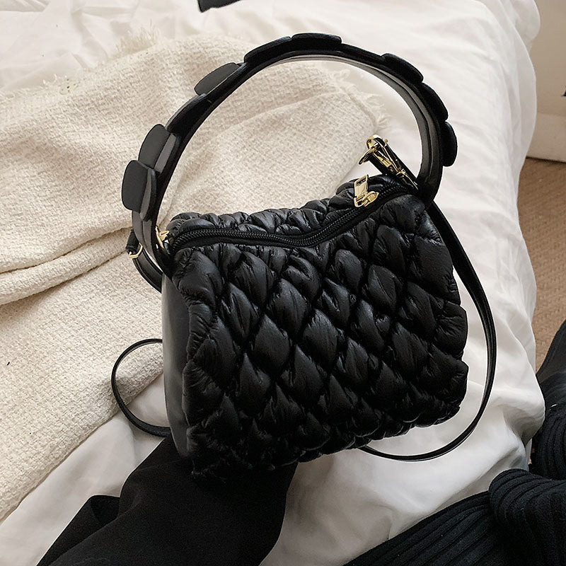 BackUPMYFILESNOW® women's all-match fashion bag with stylish design, suitable for various outfits, shown on a model.