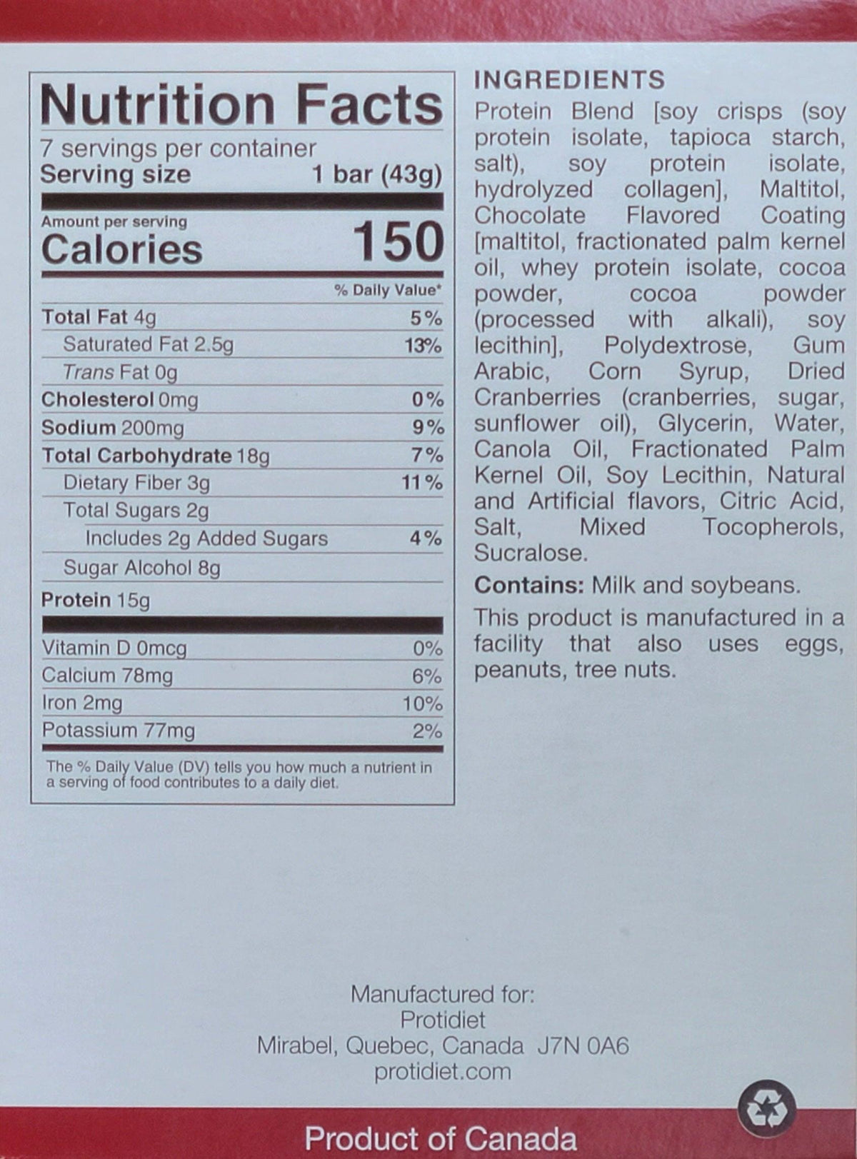 AmBari Nutrition Raspberry Dark Chocolate Squares ProtiDiet bars with rich dark chocolate and raspberry flavor, shown in the image.