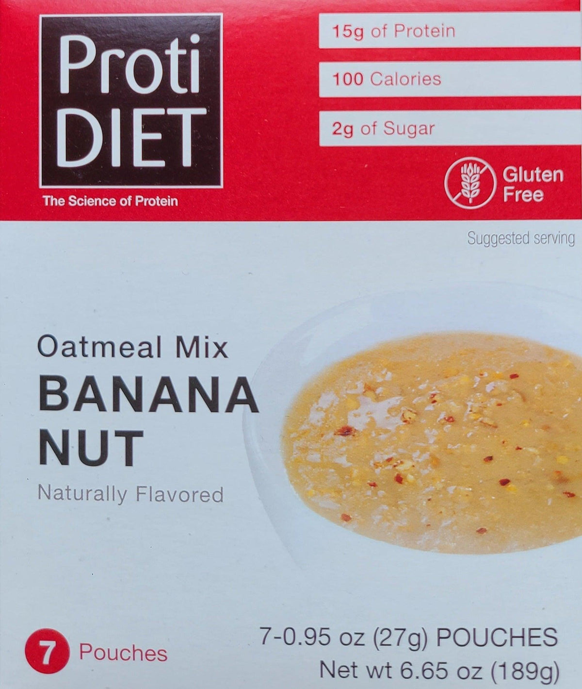 AmBari Nutrition Banana Nut Oatmeal bowl topped with banana slices and nuts, served in a white bowl on a wooden table.