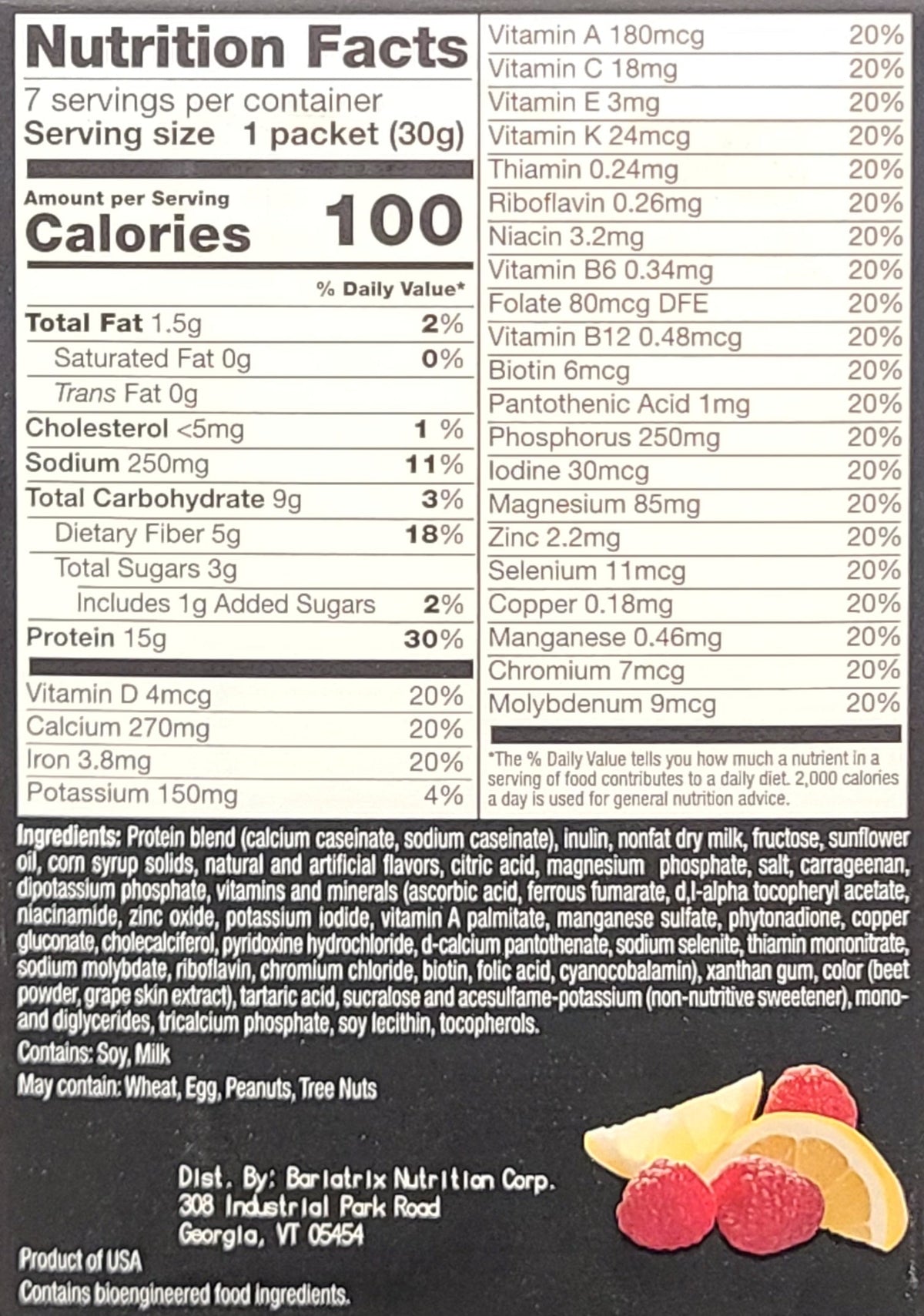Lemon Raspberry Shake by AmBari Nutrition, a nutritious protein shake featuring fresh lemon and raspberry flavors in a glass.