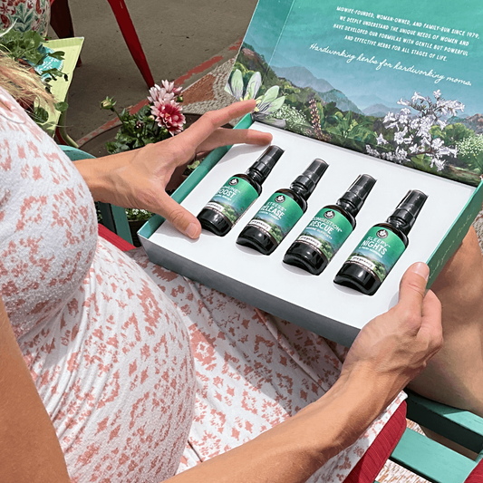 WishGarden Herbs pregnancy essentials kit with gift box, includes herbal products for expecting mothers, suitable for pregnancy support.
