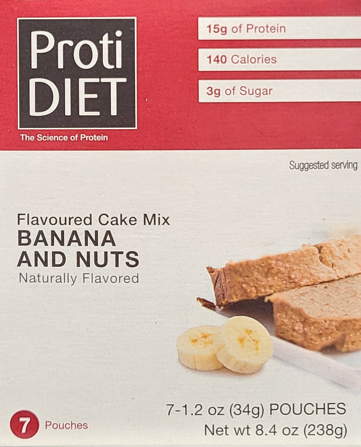 Banana Nut Cake by AmBari Nutrition, a delicious slice showing moist banana cake with nut toppings on a plate.