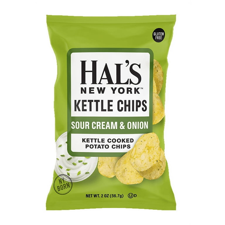 Oasis Snacks Hal’s New York Kettle Cooked Potato Chips Sour Creme & Onion 2 Oz (56.7 G)