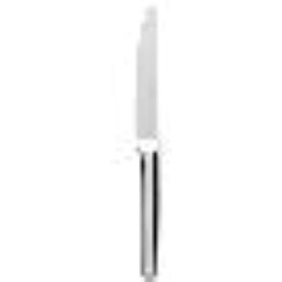 Degrenne Guest dessert knife with solid handle and serrated edge, 8-inch length, featuring a rounded tip for elegant desserts.