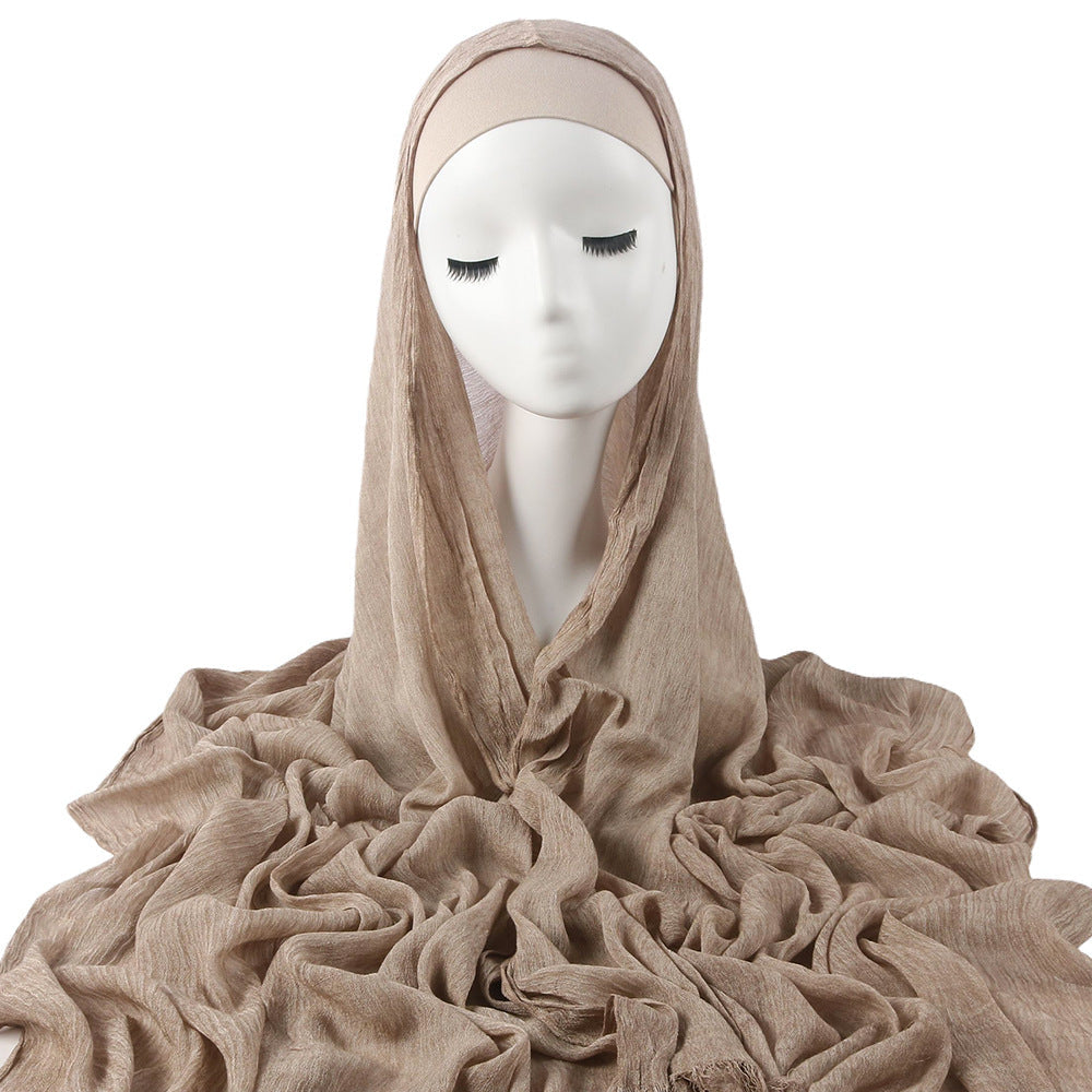 Women’s solid-color pleated faux hijab by My Store against a plain background