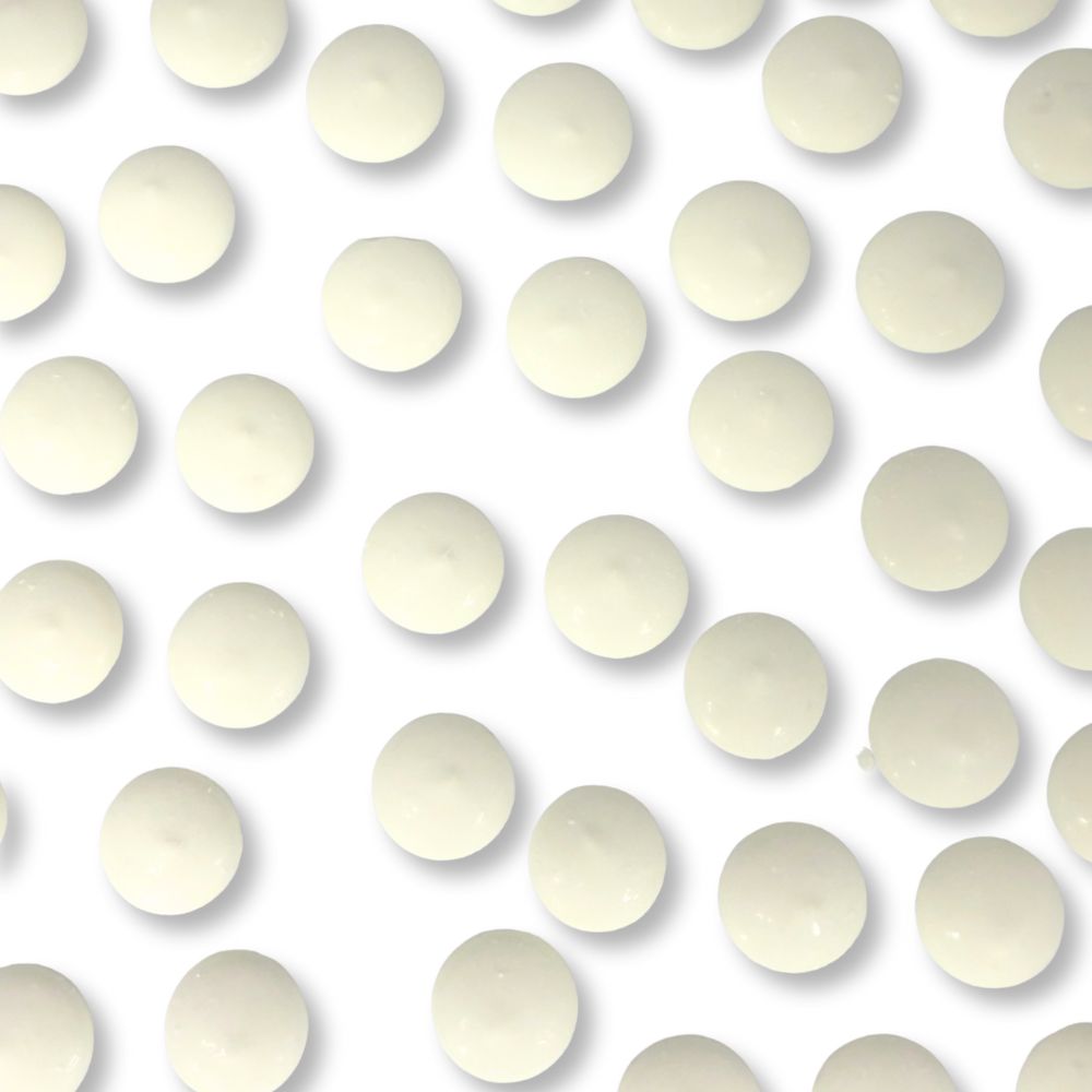White vanilla-flavored candy coating and melting wafers from Candy In Bulk, perfect for chocolate decorating and confectionery.